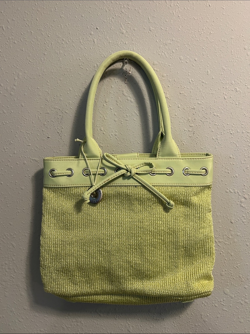 Vintage The Sak Chartreuse Knit Shoulder Bag